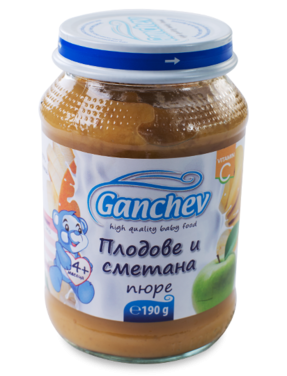 Пюре плодове и сметана Ганчев - 4+ месеца, 190 гр.