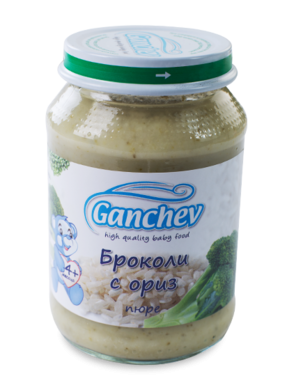 Пюре броколи с ориз Ганчев - 4+ месеца, 190 гр.
