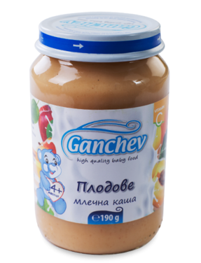 Млечна каша с плодове Ганчев - 4+ месеца, 190 гр.