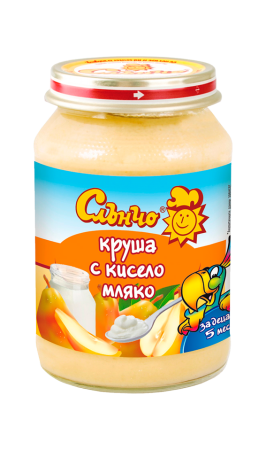 Пюре круша с кисело мляко Слънчо - 5+ месеца, 190 гр.
