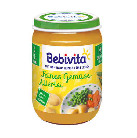 Пюре различни зеленчуци Bebivita - 6+ месеца, 190гр.