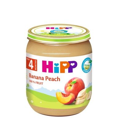 Пюре Био банани и праскови HiPP  - 4+ месеца, 125 гр.