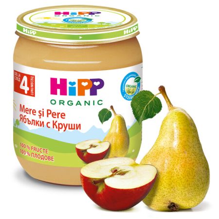 Пюре Био круши с ябълки HiPP - 4+ месеца, 125 гр.