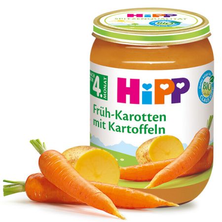 Пюре Био ранни моркови с картофи HiPP - 4+ месеца, 190 гр.