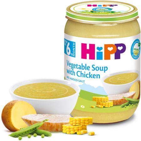 Пюре Био зеленчукова супа с пиле HiPP - 6+ месеца, 190 гр.