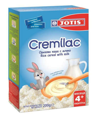 Оризова каша с мляко Cremilac Jotis -  4+ месеца, 200 гр.