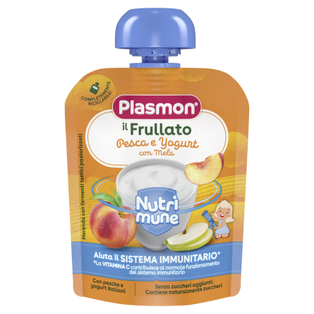 Плодова закуска праскова и йогурт Plasmon Nutrimune - 6+ месеца, 85 гр.
