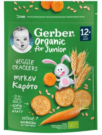 Пшенични Био крекери с морков Nestle Gerber Organic - 12+ месеца, 100 гр.