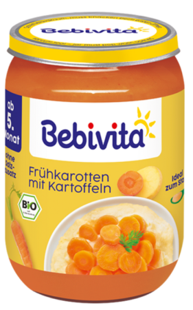 Пюре Био бейби моркови с картофи Bebivita - 4+ месеца, 190 гр.