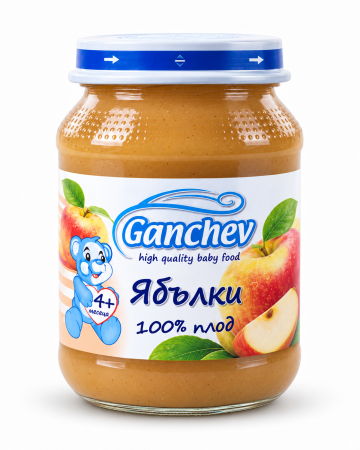 Пюре 100% плод ябълки Ганчев - 4+ месеца, 190 гр.