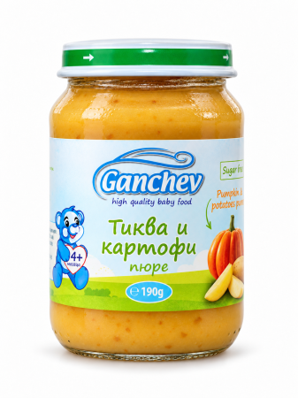 Пюре тиква и картофи Ганчев - 4+ месеца, 190 гр.