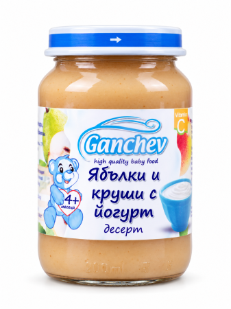Десерт ябълки и круши с йогурт Ганчев - 4+ месеца, 190 гр.