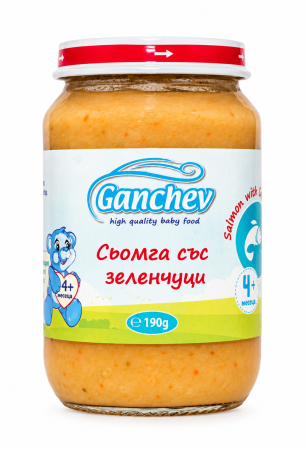 Пюре сьомга и зеленчуци Ганчев - 4+ месеца, 190 гр.