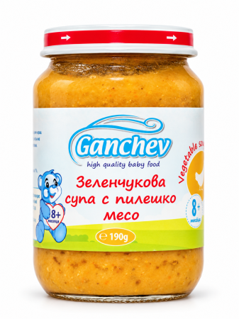 Пюре зеленчукова супа с пилешко месо Ганчев - 8+ месеца, 220гр.