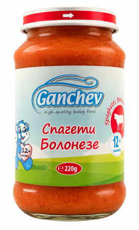 Пюре спагети болонезе Ганчев - 12+ месеца, 220гр.