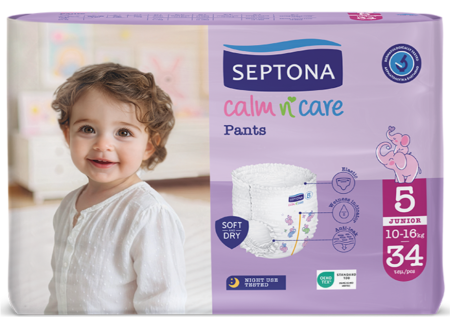 Пелени гащи Septona Junior 5, 10-16 кг. 34 броя