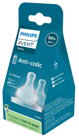Philips Avent Anti-colic Биберони против колики  1+ месеца Flow 2, 2 бр. SCY762/02