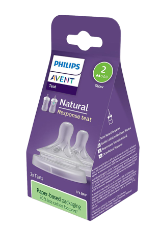 Philips Avent Natural Response Биберони 0+ месеца Flow 2, 2 бр. SCY962/02