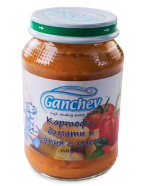Пюре картофи, домати и капия с масло Ганчев - 4+ месеца, 190 гр.