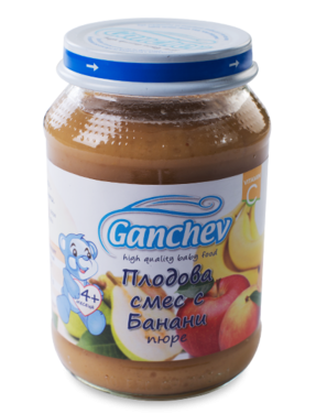 Пюре плодова смес с банани Ганчев - 4+ месеца, 190 гр.