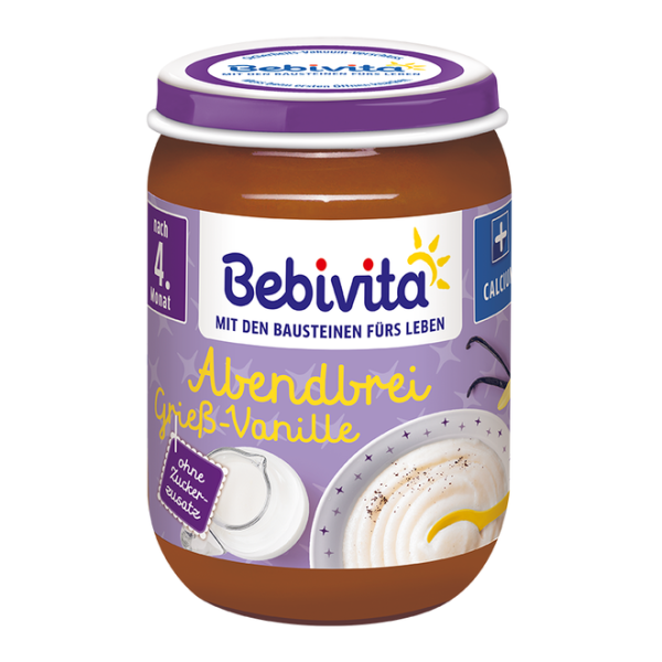 Млечна каша грис ванилия "Лека нощ" Bebivita - 4+ месеца, 190 гр.