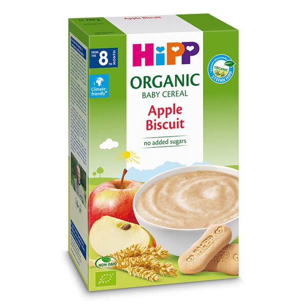 Безмлечна Био каша ябълки и бисквити HiPP - 8+ месеца, 250 гр.