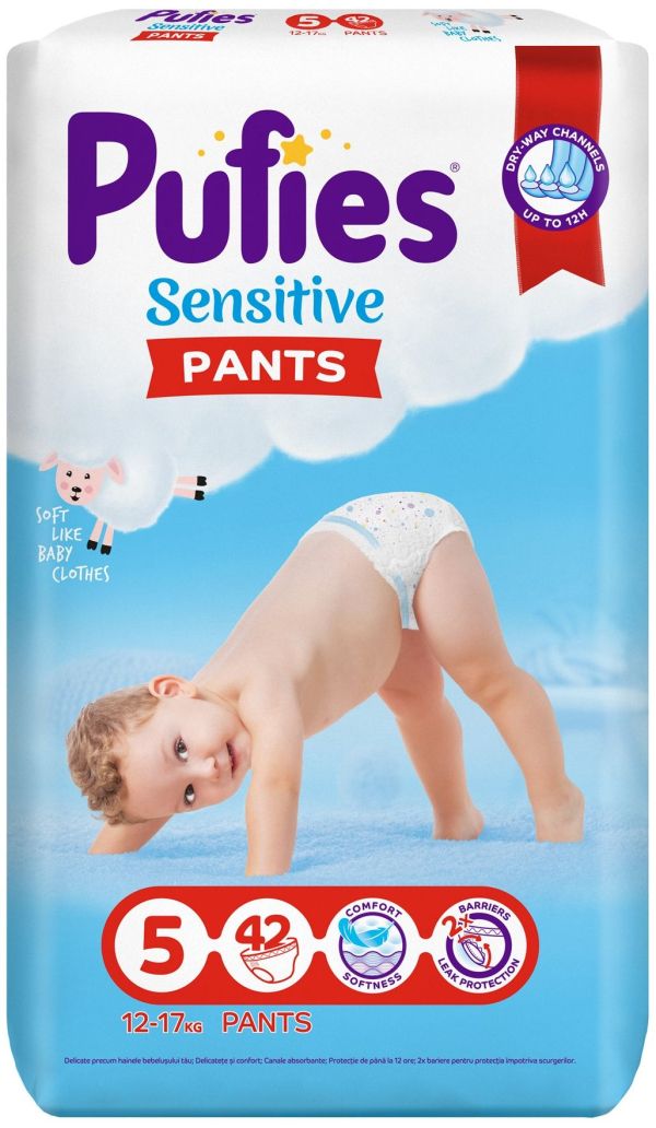 Пелени гащи Pants Sensitive Pufies 5, 12-17 кг. 42 броя