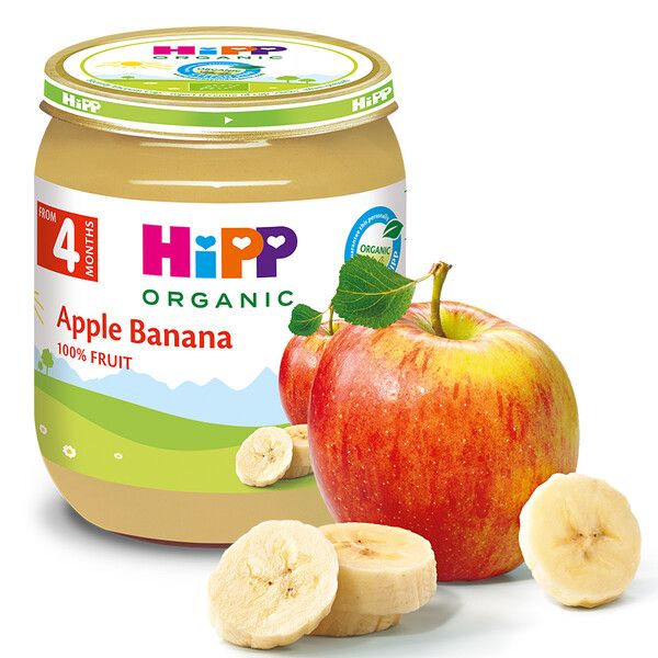 Пюре Био ябълки с банани HiPP - 4+ месеца, 125 гр.