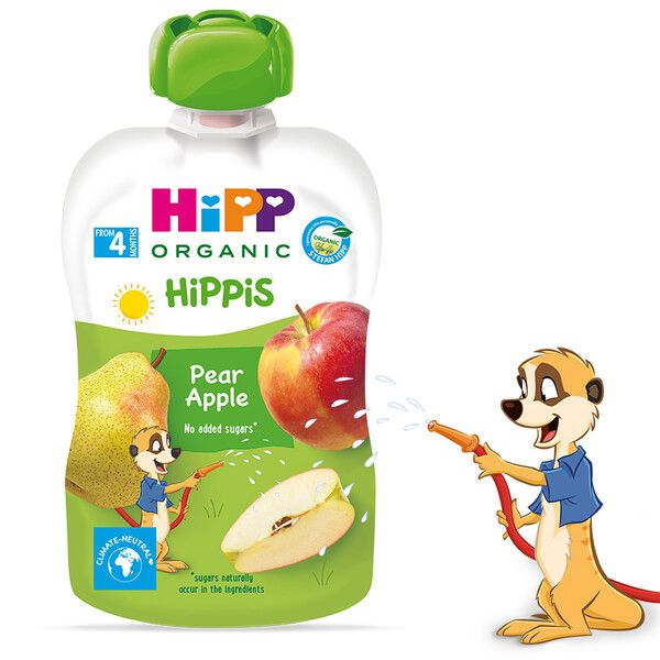 Плодова закуска HiPPiS Био ябълка и круша HiPP - 4+ месеца, 100 гр.