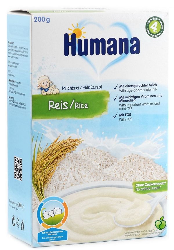 Млечна каша с ориз Humana - 4+ месеца, 200 гр.