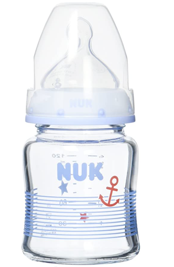 NUK First Choice+ стъклено шише 120 мл. с биберон каучук 0-6 месеца, размер М