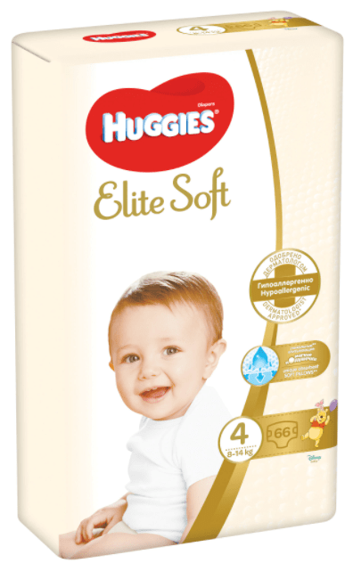 Бебешки пелени Huggies Elite Soft 4, 8-14 кг., 60бр.