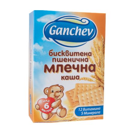Бисквитена пшенична млечна каша Ганчев - 6+ месеца, 200 гр.