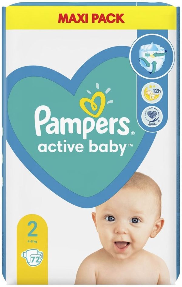 Бебешки пелени Pampers Active Baby 2, 4-8 кг. 72 броя