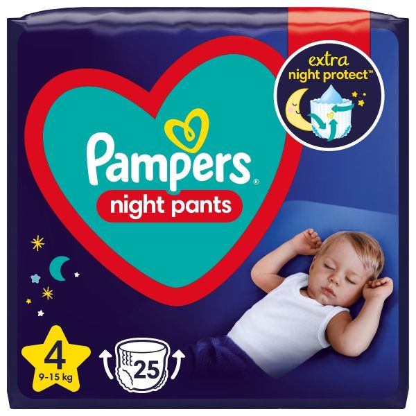 Пелени - гащички Pampers Night Pants 4, 9-15 кг. 25 бр.