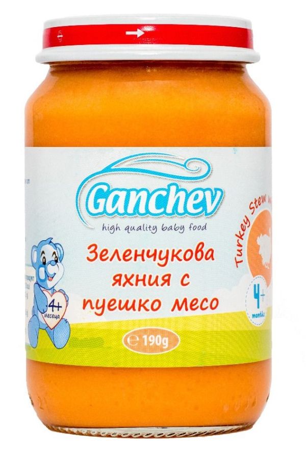 Пюре зеленчукова яхния с пуешко месо Ганчев - 4+ месеца, 190 гр.