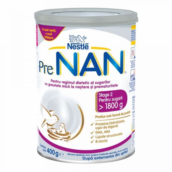 Nestle PreNAN Етап 2 - Диетична храна за диетотерапия на недоносени или родени с ниско тегло бебета, 400 гр.