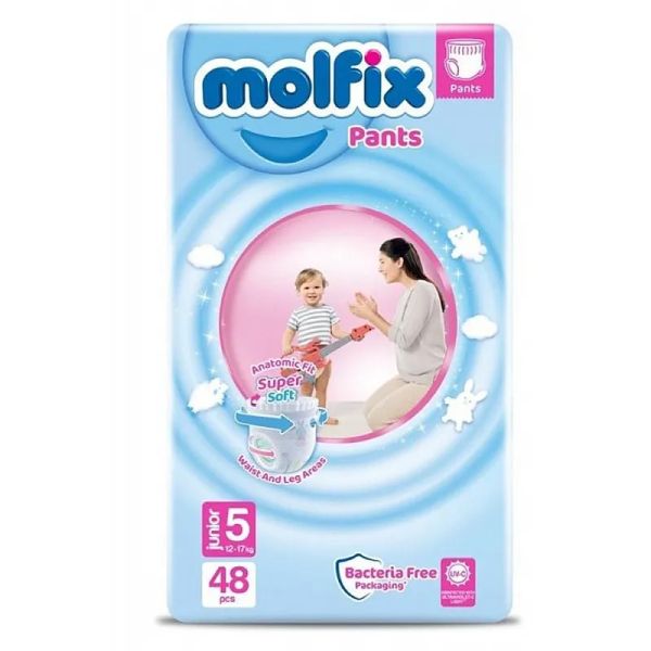 Бебешки пелени Molfix Pants 5, 12-17 кг., 44 бр. + подарък мокри кърпи