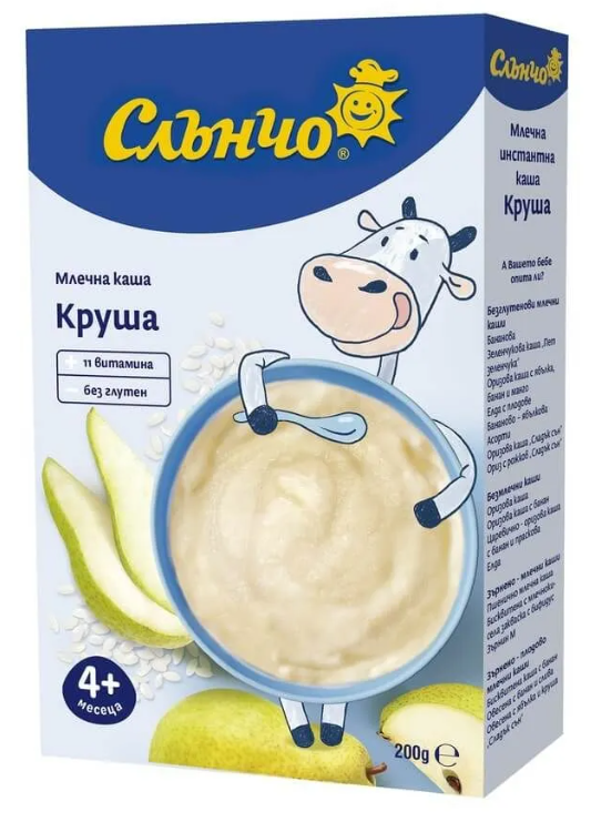 Млечна оризова каша с круша Слънчо - 4+ месеца, 200 гр. 
