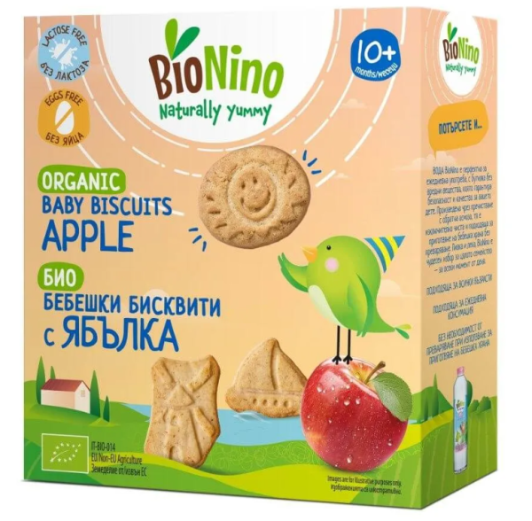 Био бебешки бисквити с ябълка BioNino - 10+ месеца, 100 гр.