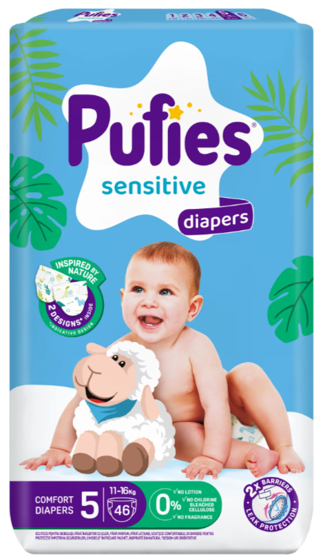 Пелени Sensitive Pufies 5, 11-16кг. 46 броя