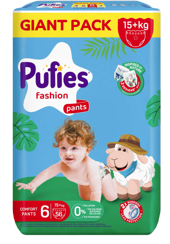 Пелени гащи Pufies Fashion Pants 6, 15+ кг. 56 броя