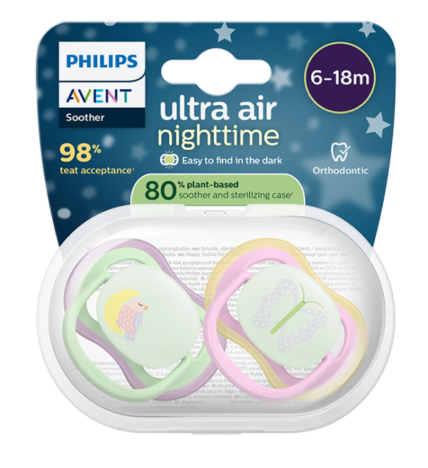 Philips Avent Ultra Air Nighttime комплект нощни залъгалки 6-18 месеца, SCF376/29