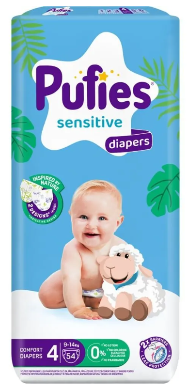 Пелени Sensitive Pufies 4, 9-14 кг. 54 броя