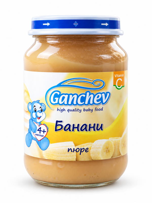 Пюре банани Ганчев - 4+ месеца, 190 гр.