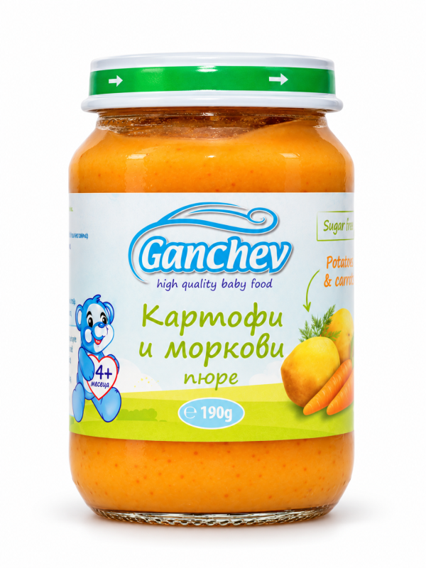 Пюре картофи и моркови Ганчев - 4+ месеца, 190 гр.