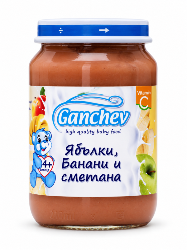 Десерт ябълки и банани със сметана Ганчев - 4+ месеца, 190 гр.