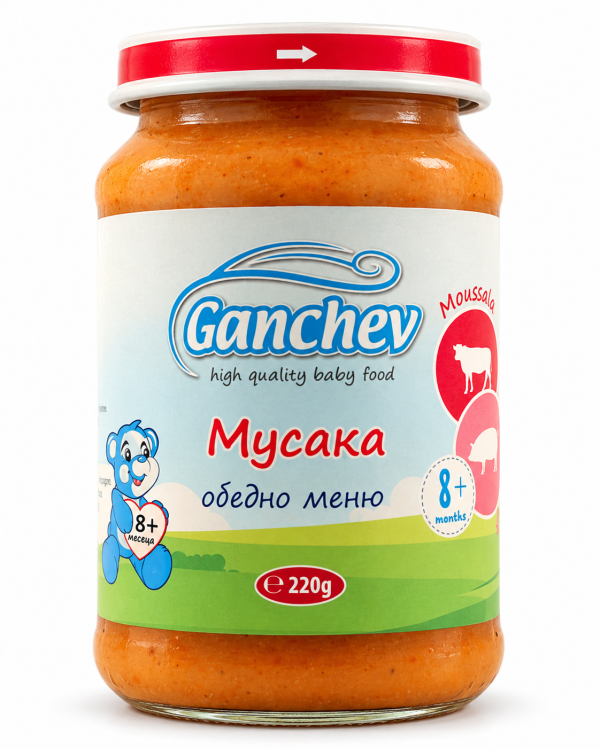 Пюре обедно меню мусака Ганчев - 8+ месеца, 220гр.
