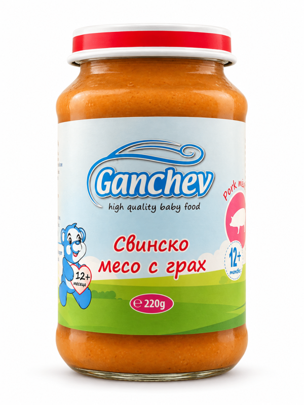Пюре свинско месо с грах Ганчев - 12+ месеца, 220гр