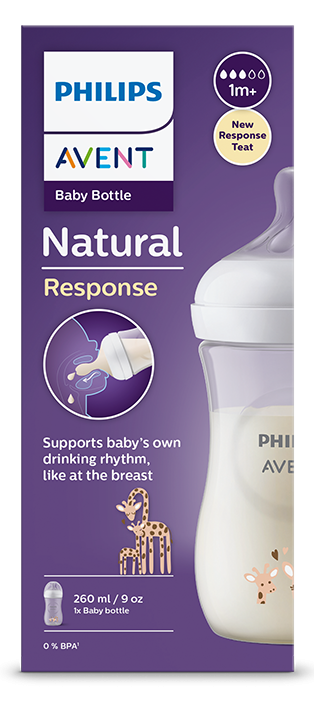 Бебешка бутилка Philips Avent Natural Response 260 мл. с биберон Flow 3, 1+ месеца SCY903/66